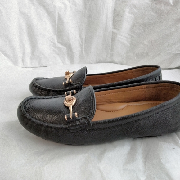 Coach Black Pebbled Leather Arlene Turn Lock Loafer Flats Size 6B - Picture 2 of 16